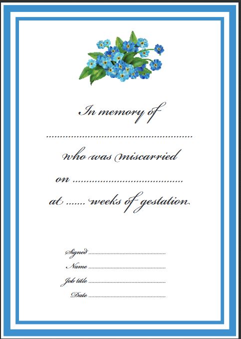 A Pregnancy Loss Certificate The Miscarriage Association