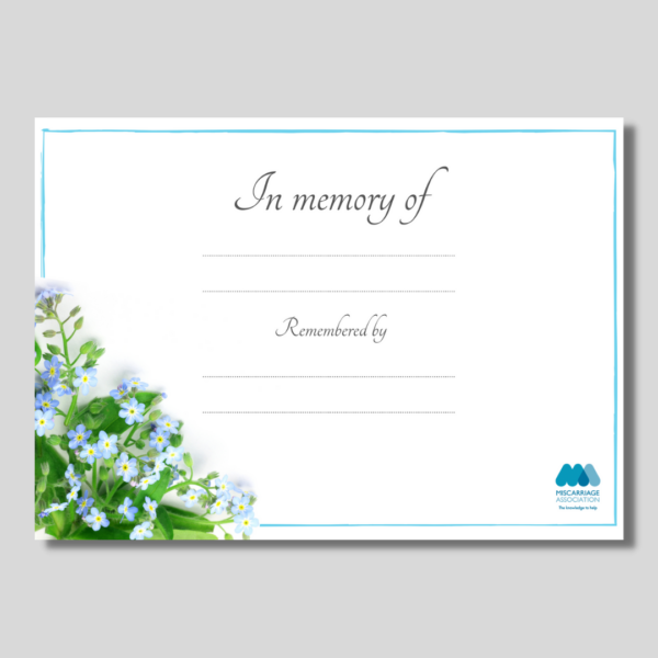 Memorial certificate (Forget Me Nots)